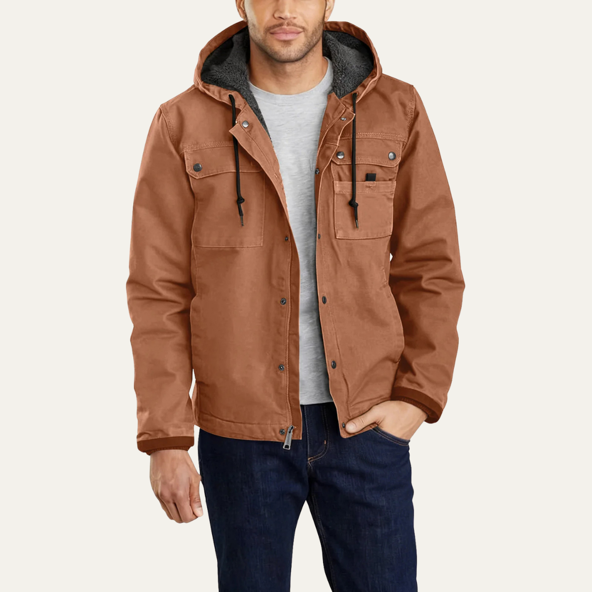 The Willowford Men’s Fleece Lined Hooded Vintage Denim Jacket