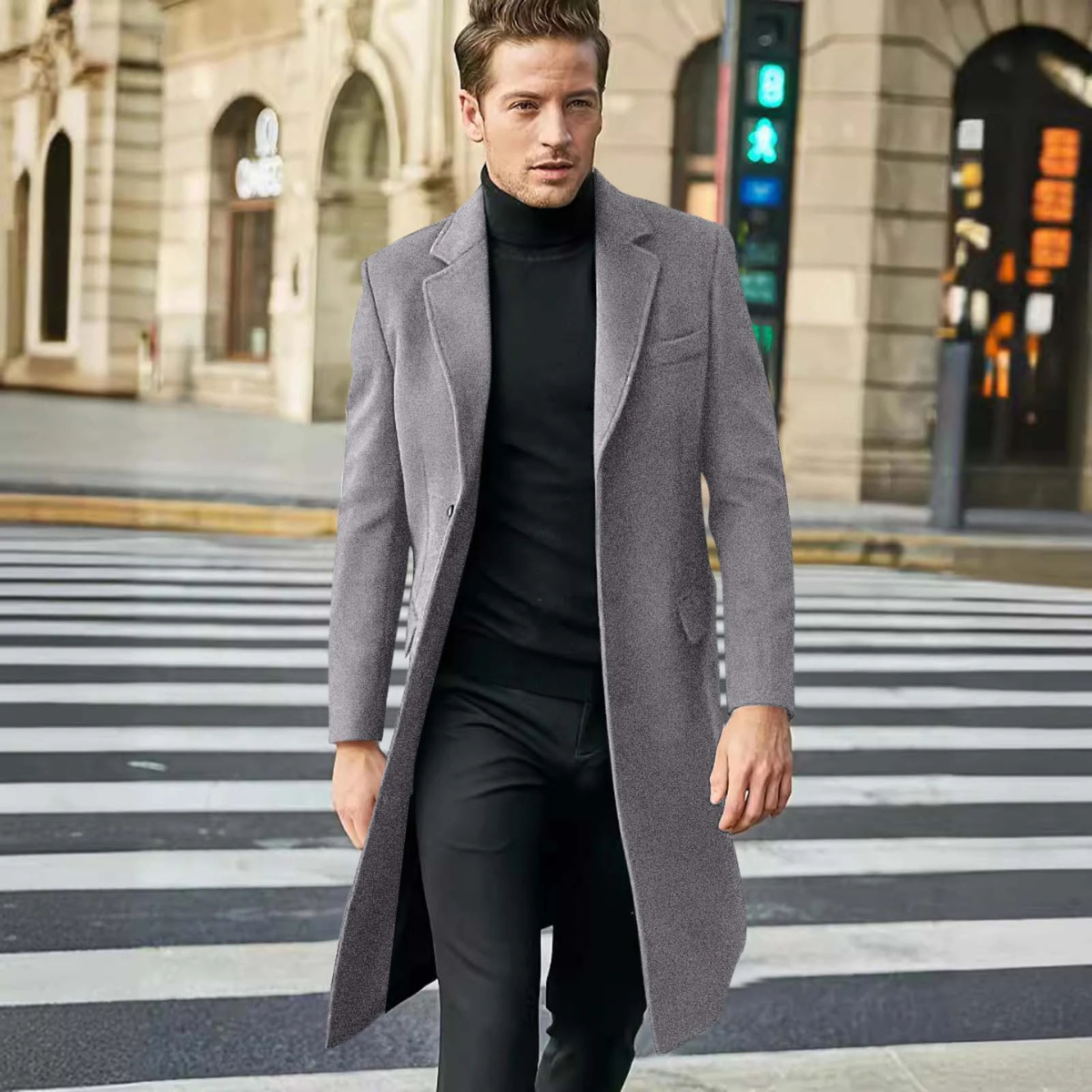 The Bergamo Men’s Luxury Trend Long Winter  Wool Overcoat
