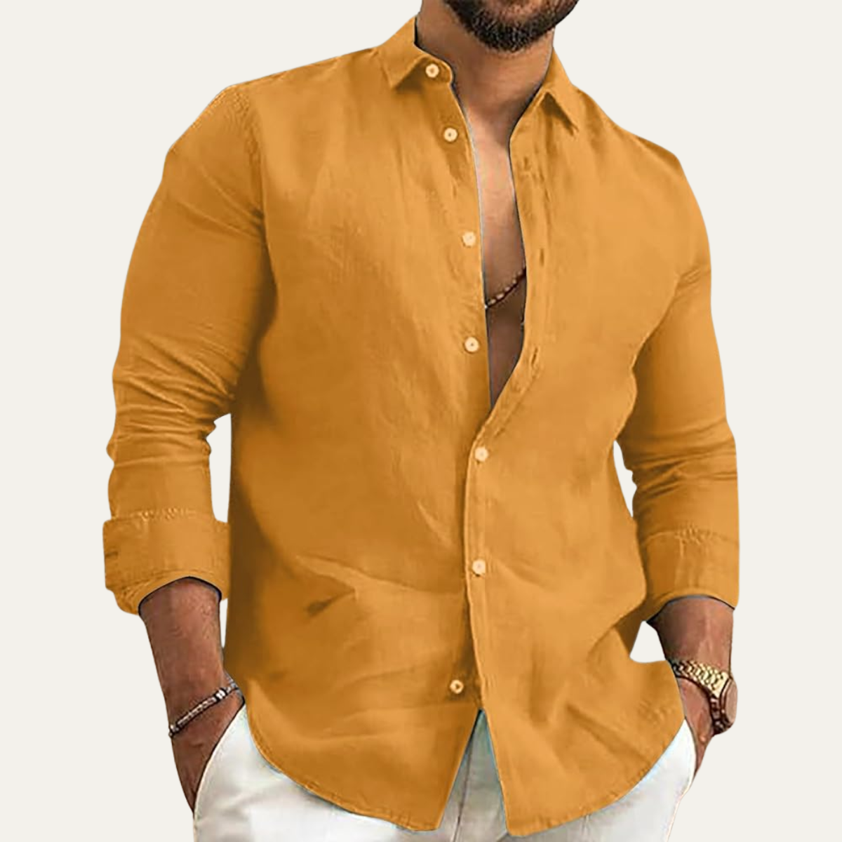 The Oristano Men’s Cotton Linen Button Up Summer Shirt