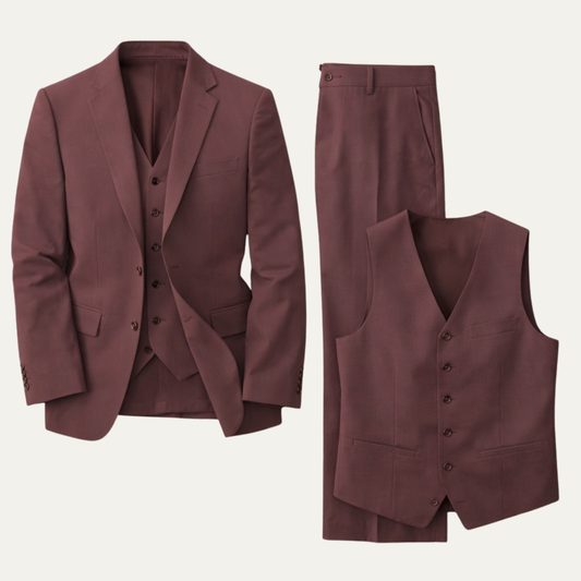 The Zermatt Men’s Elegant Linen 3 Piece Suit – Jacket, Vest & Pants