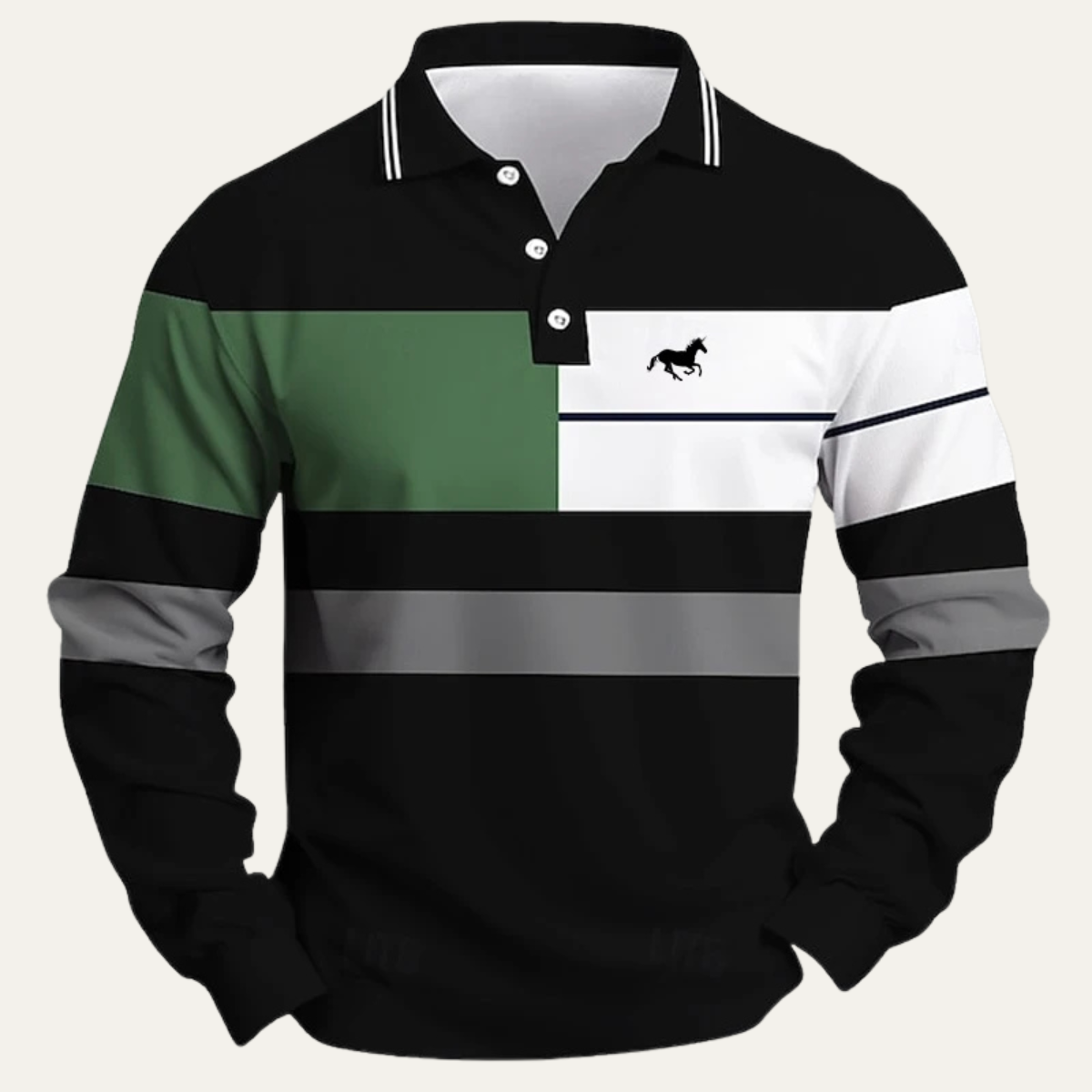 The Dolomiti Men’s Color Block  Striped Long Sleeve Polo Shirt