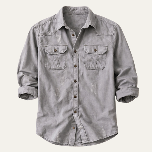 The Millridge Men’s Casual Denim Shirt with Double Pockets