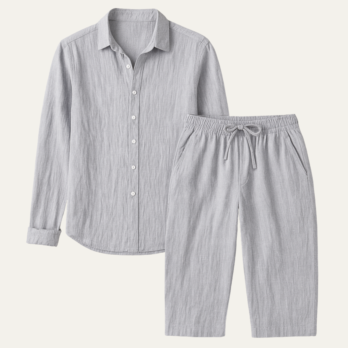 The Cumberland Men’s Linen Shirt & Wide Leg Trousers Set – Casual Beach Outfit