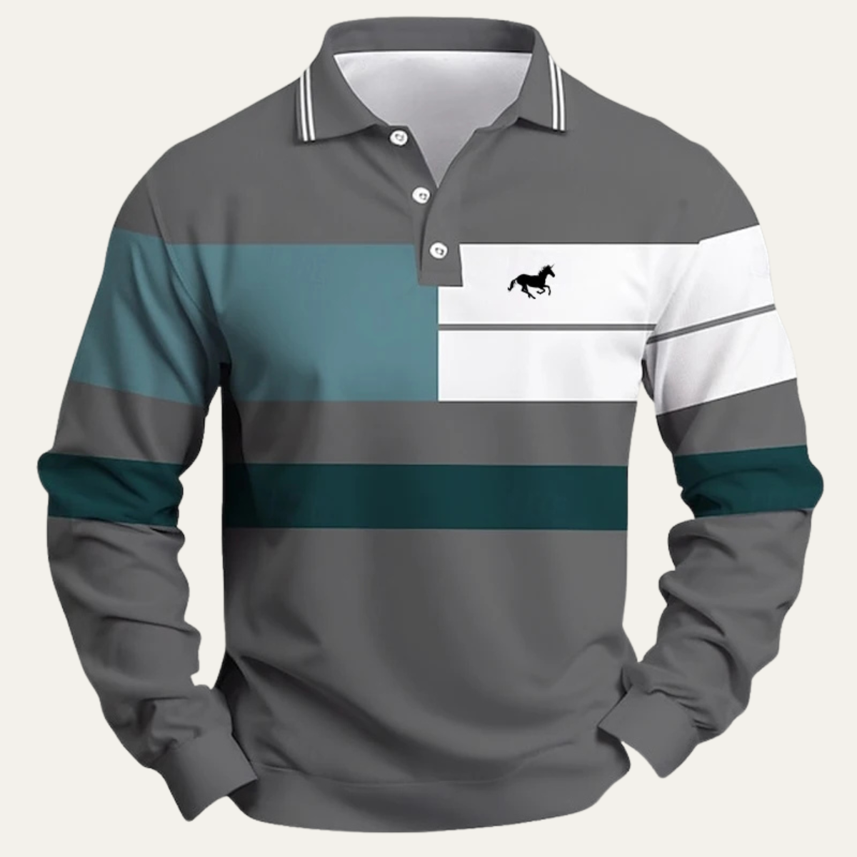 The Dolomiti Men’s Color Block  Striped Long Sleeve Polo Shirt