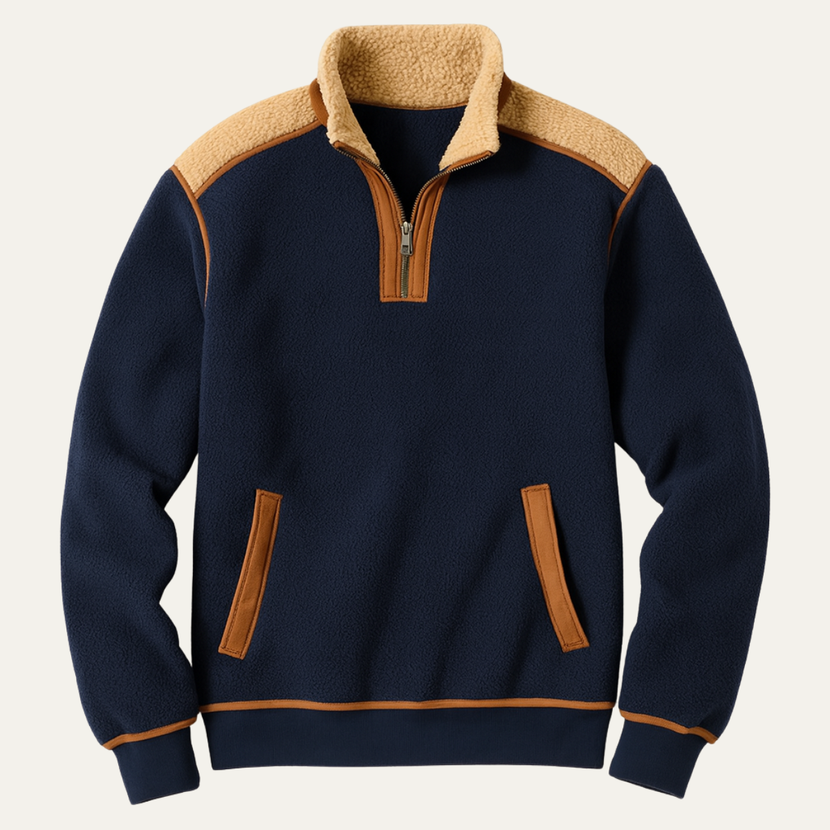 The Millhaven Men’s Vintage Fleece Soft Sherpa Quarter Zip Jacket