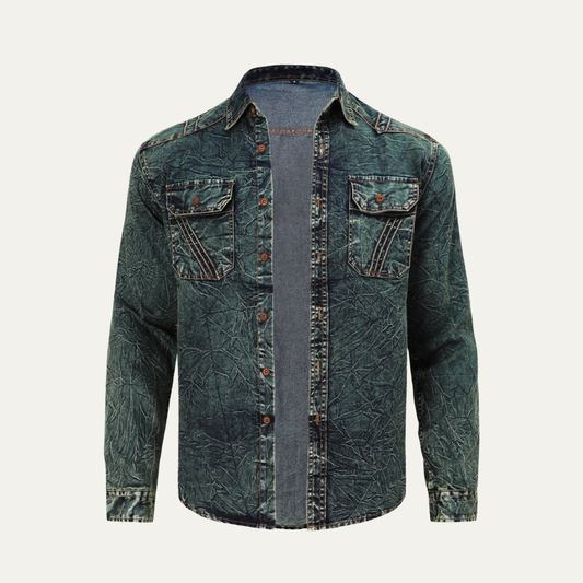 The Silverlark Men’s Button Up Vintage Denim Shirt Jacket with Dual Pockets