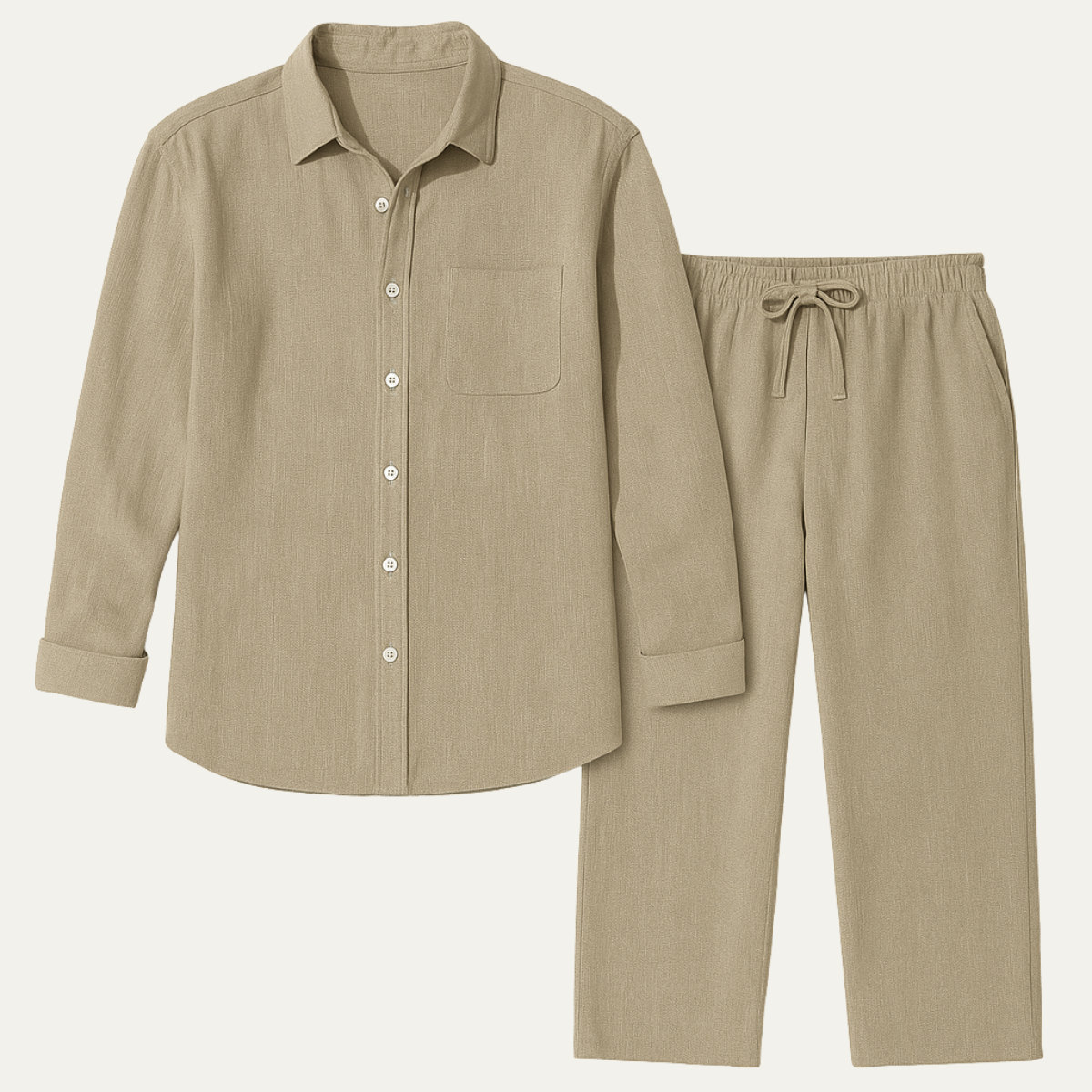 The Birmingham Men’s Linen Shirt & Drawstring Trousers Set – Summer Beach Outfit
