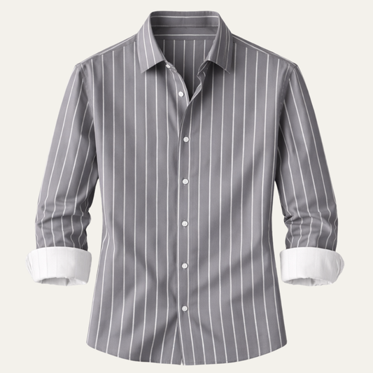 The Ferrara Men’s Casual Button Down Striped Dress Shirt