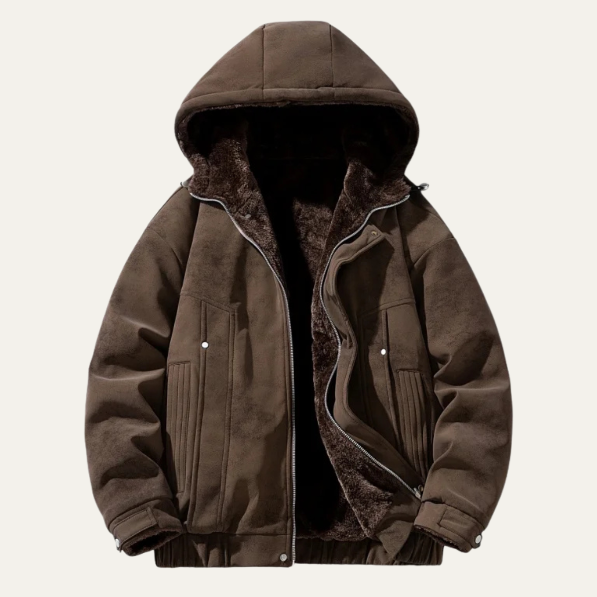 Men's Sherpa Lined Puffer Jacket Brown