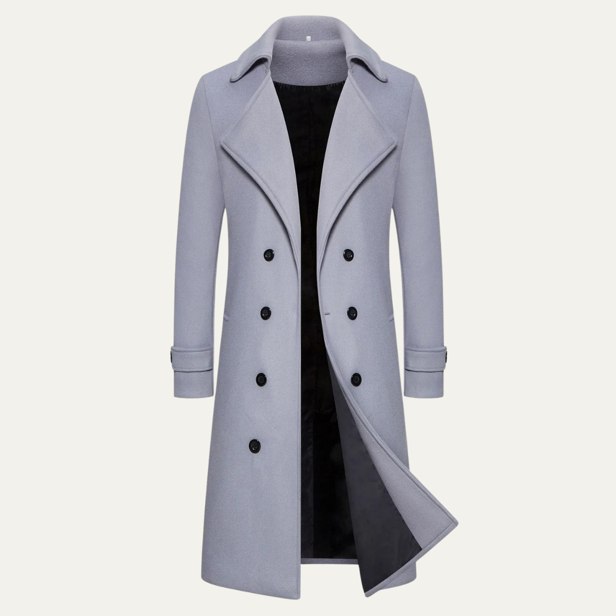 The Vicenza Men's Long Double Breasted Wool Trench Coat