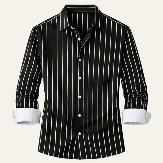 The Bolzano Men’s Trendy Button Down Striped Dress Shirt