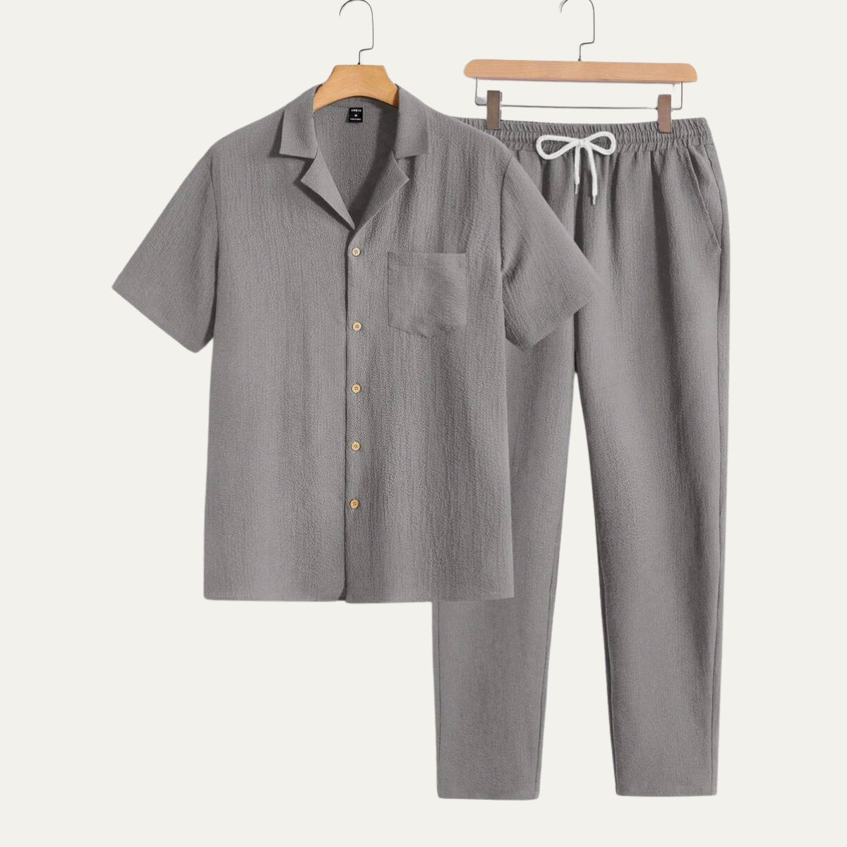 The Bordeaux Men’s Short Sleeve Button Shirt & Elastic Waist Trousers – Relaxed Beach Outfit