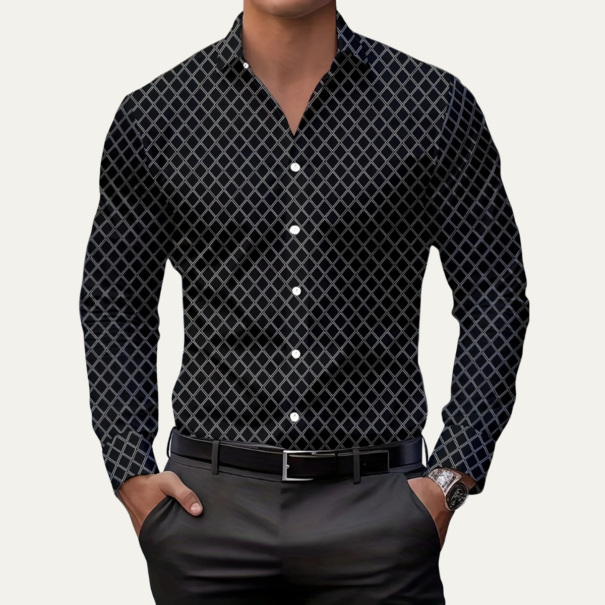 The Merano Men’s Geometric Print Button Down Shirt