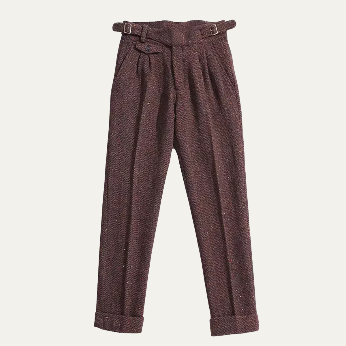The Levico Men’s Retro Wool Straight Leg Tweed Pants with Pockets