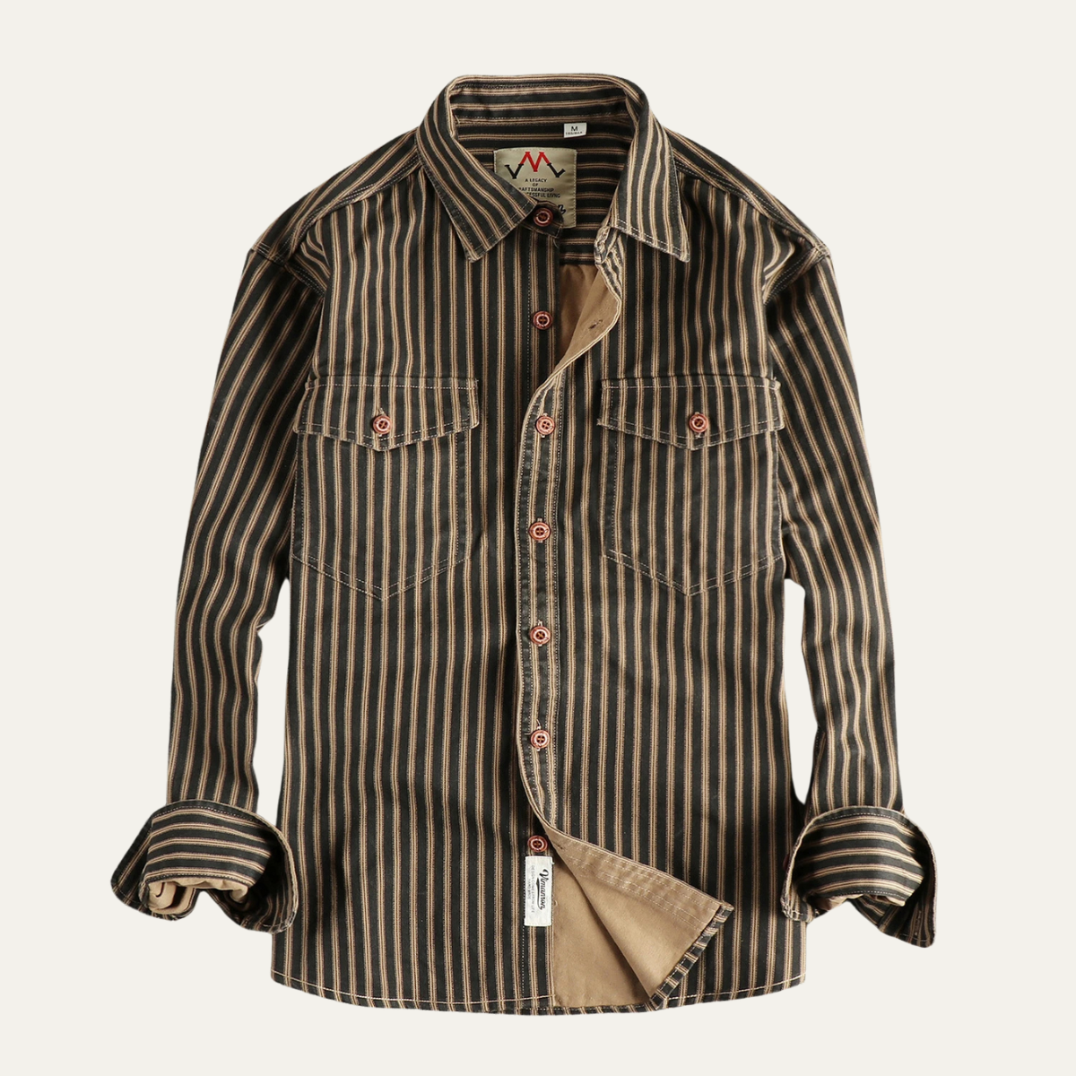 The Marseille Men's Cotton Retro Striped Button Up Shirt