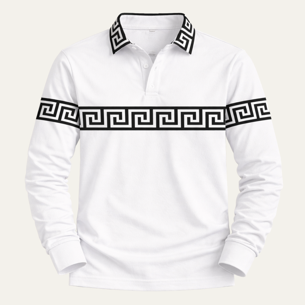 The Ortisei Men’s Greek Key Print Casual Slim Fit Polo Shirt