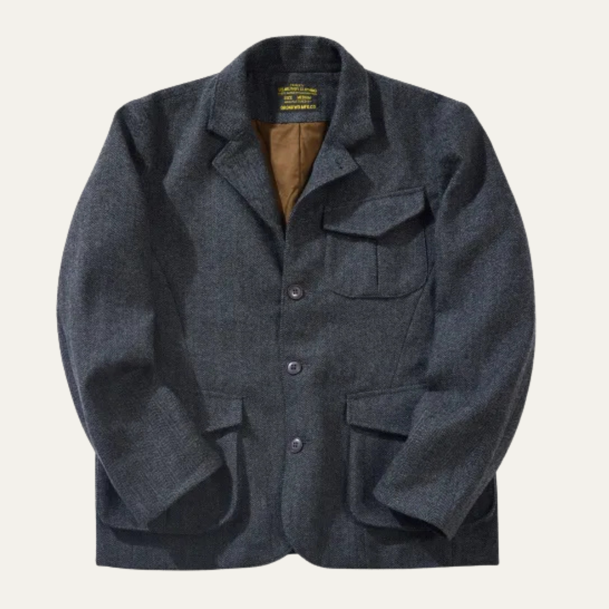 The Cranford Men’s Retro Herringbone Thick Wool Jacket with Multiple Pockets