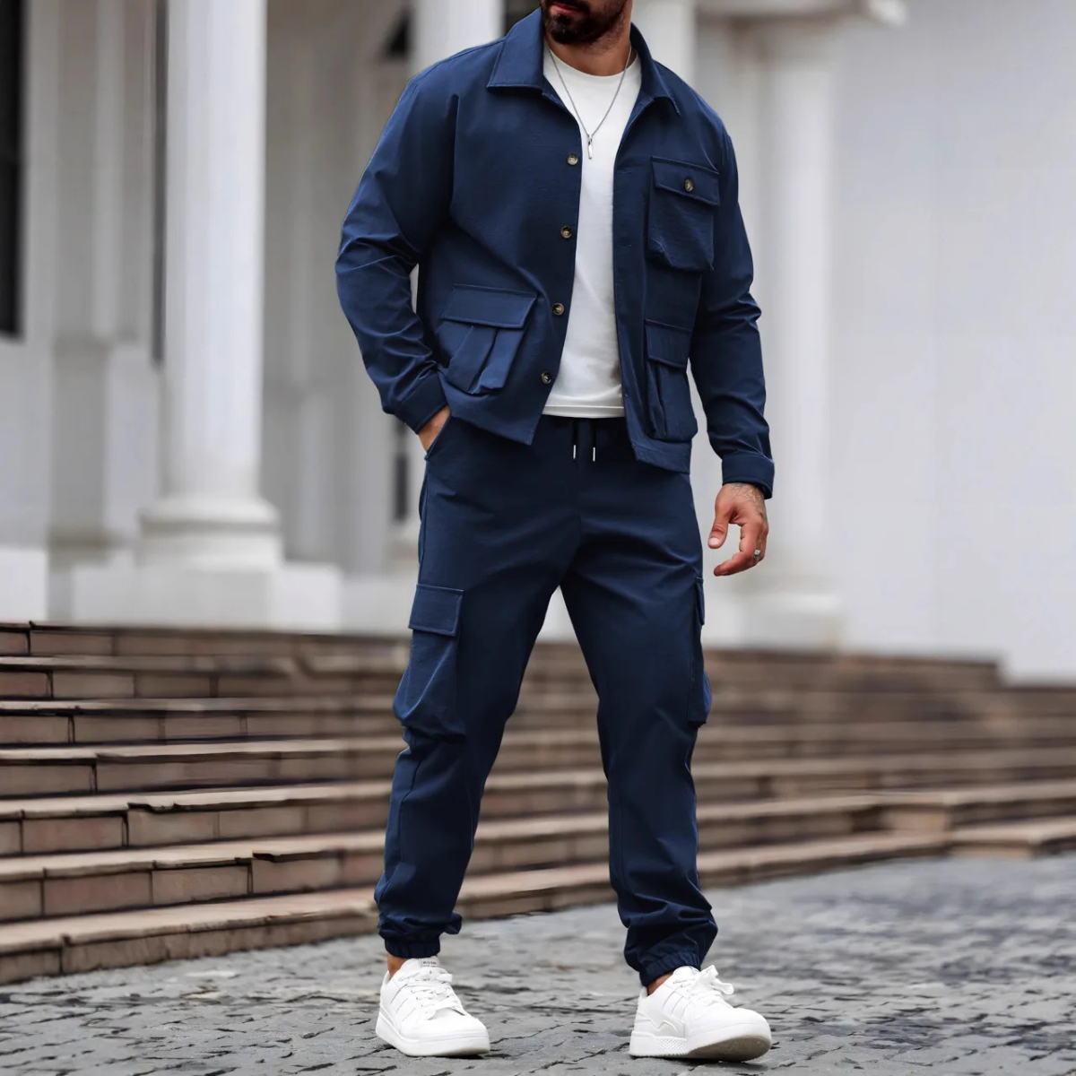 The Ravenna Men’s Casual Utility Cargo Set – Jacket and Pants