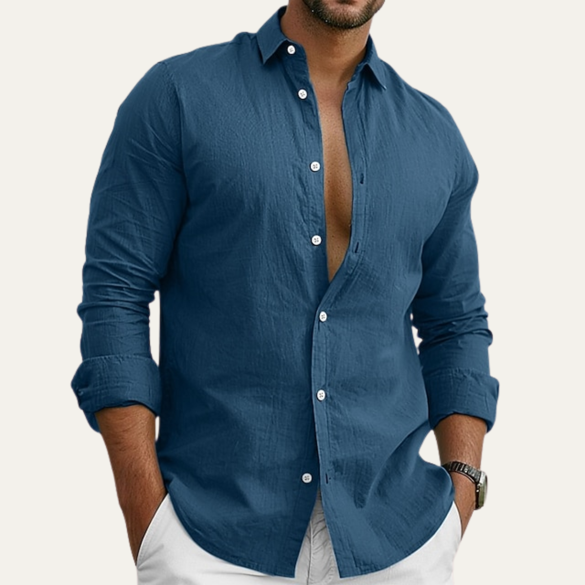 The Oristano Men’s Cotton Linen Button Up Summer Shirt