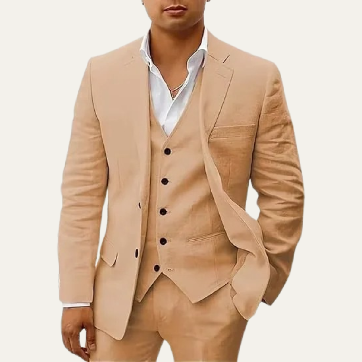 The Fairwood Men’s Classic 3 Piece Linen Summer Suit – Blazer, Vest & Pants