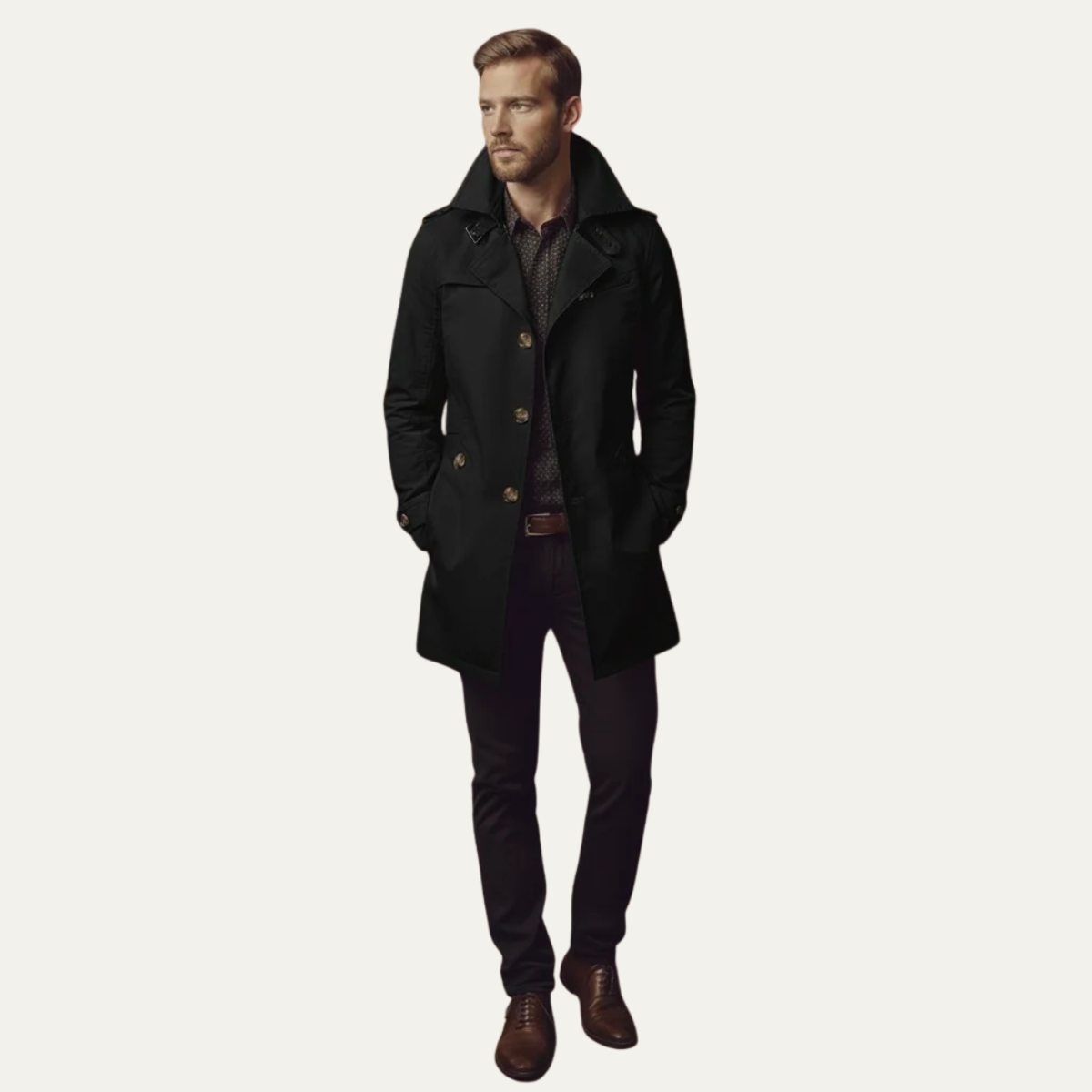 The Stromboli Men's Slim Notched Single Breasted Business Trench Coat