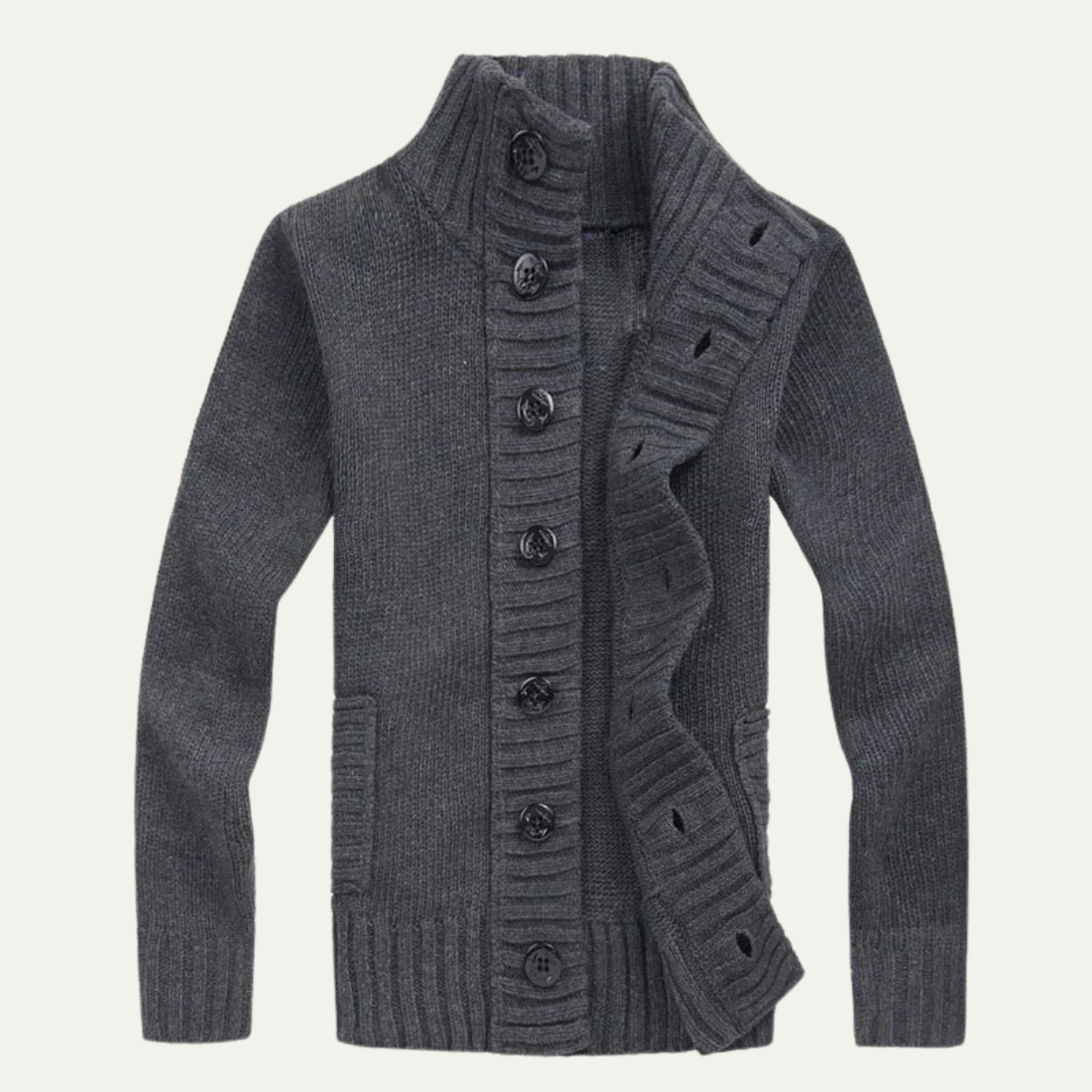 The Athens Men’s Winter Front Button Stand Collar Knit Cardigan