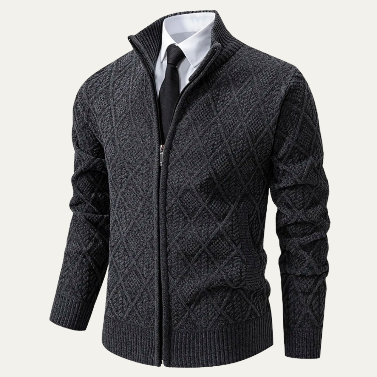The Arezzo Men’s Smart Casual Diamond Patterned Knit Jacket