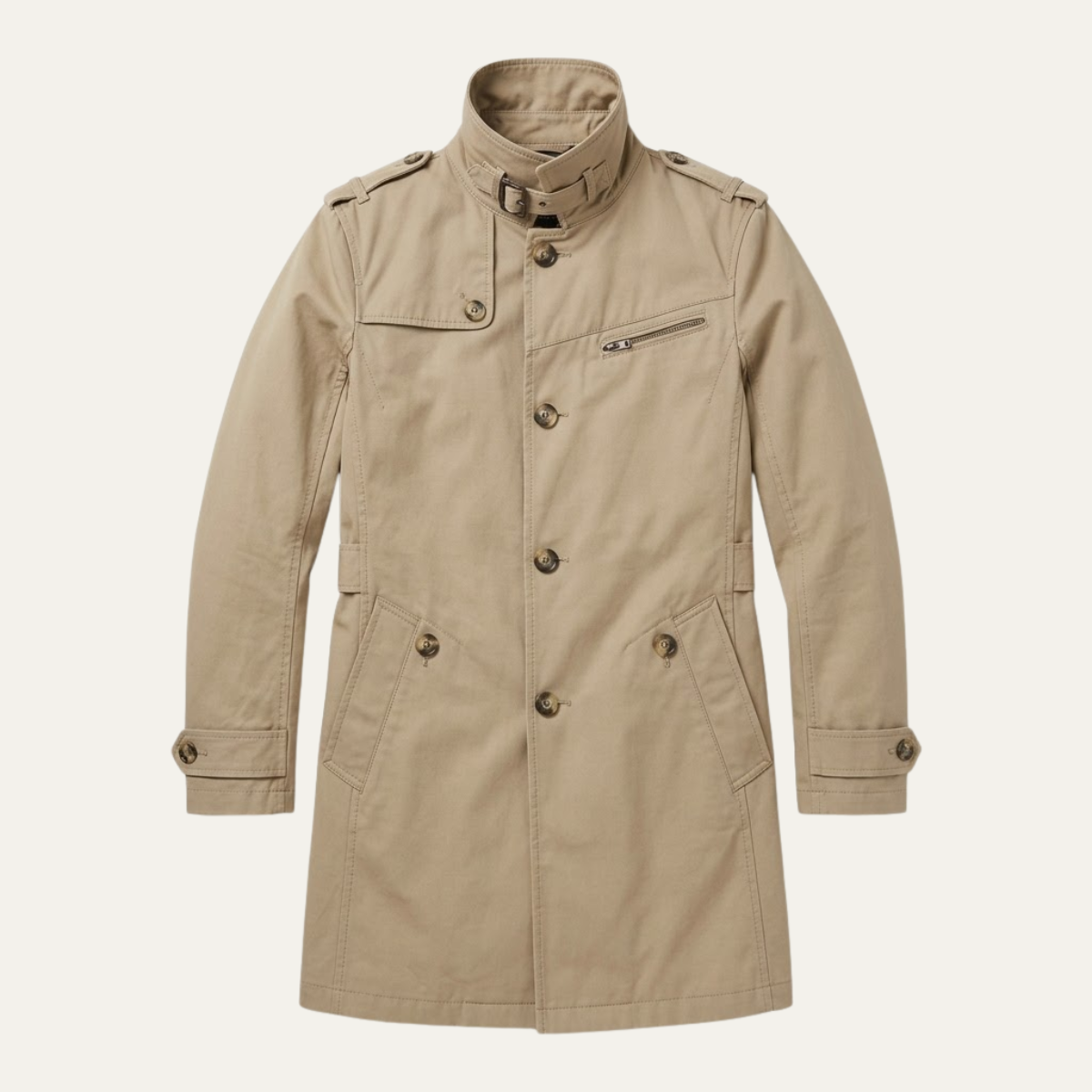 The Brackenridge Men’s Slim Fit Cotton Notched Collar Trench Coat