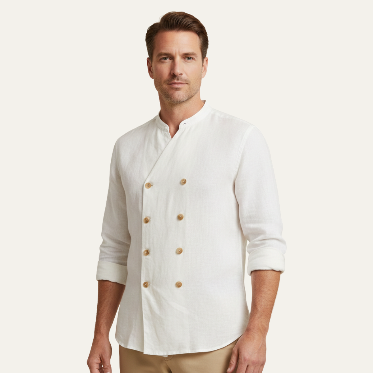 The Coventry Men’s Vintage Double Breasted Cotton Linen Shirt