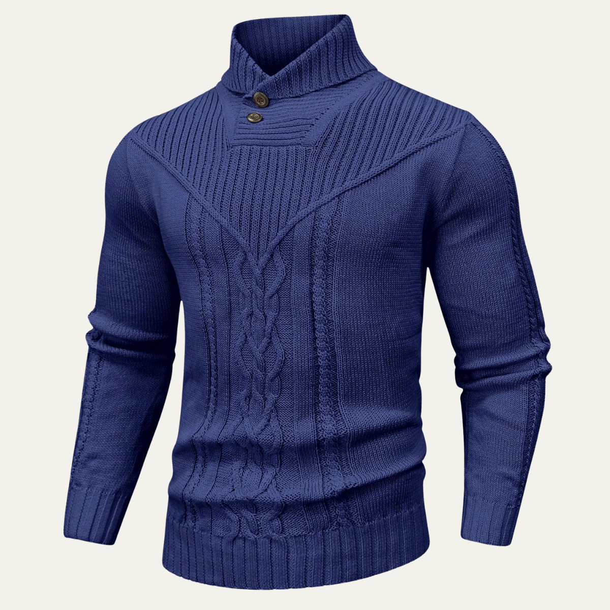The Stockbridge Men’s Ribbed Knit Button Neck Winter Sweater