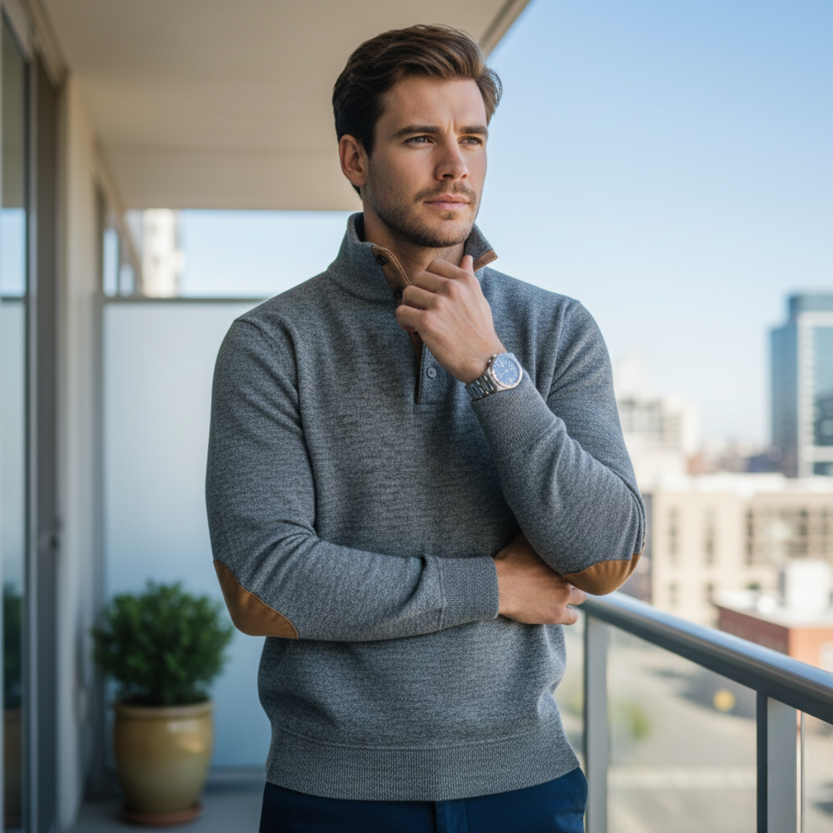 The Tarvisio Men’s Knitted Heritage Sweater with Elbow Patches