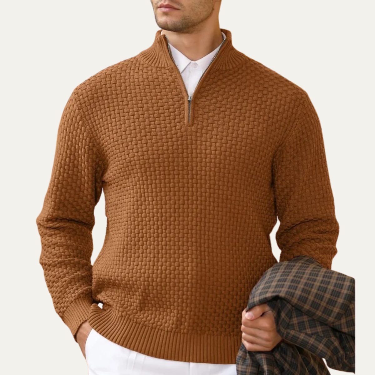 The Lignano Men’s Textured Quarter Zip Knit Sweater