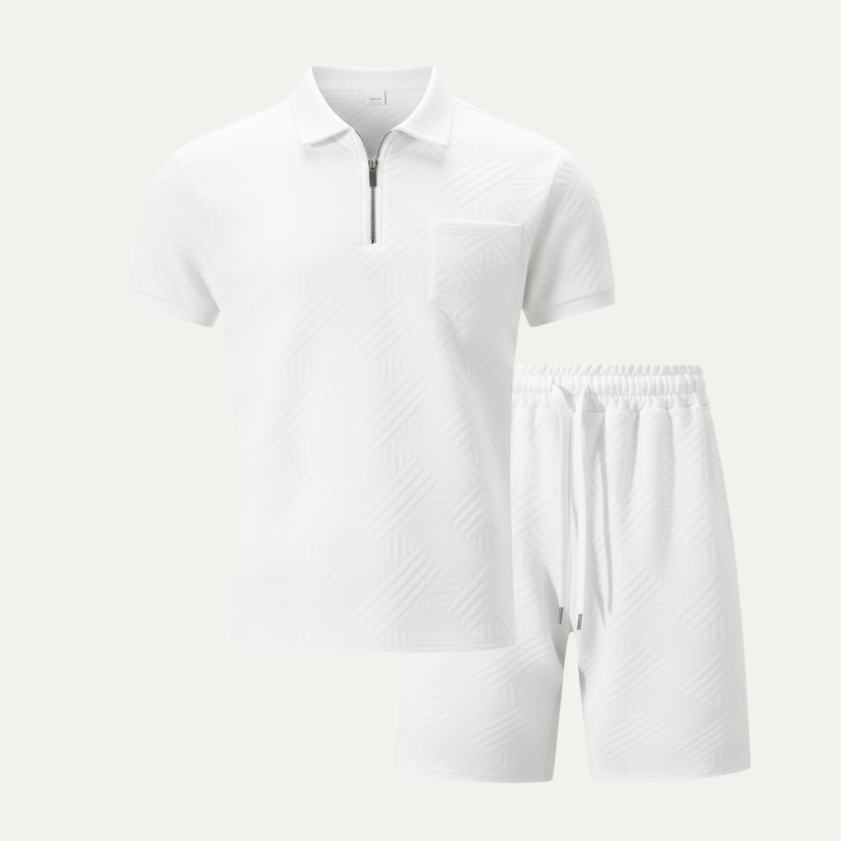 The Brookview Men’s Jacquard Casual Summer Set – Shirt & Shorts