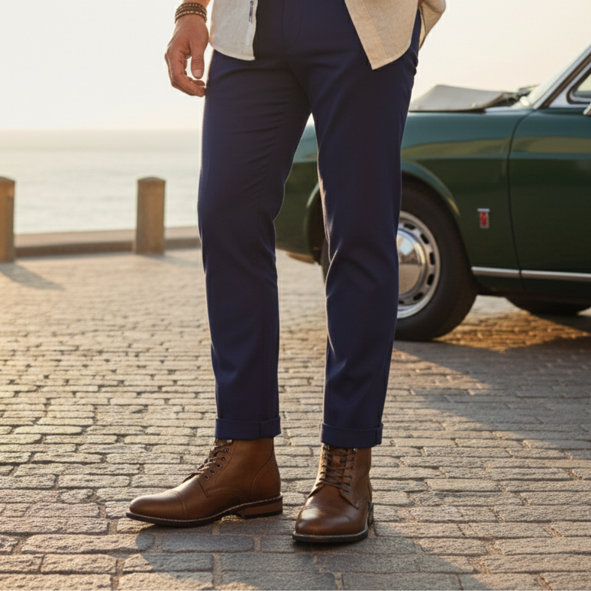 The Porto Cervo Men’s Durable Leather Lace Up Ankle Boots