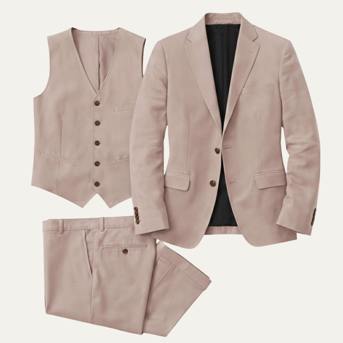 The Davos Men’s Luxury Linen 3 Piece Suit – Jacket, Vest & Pants