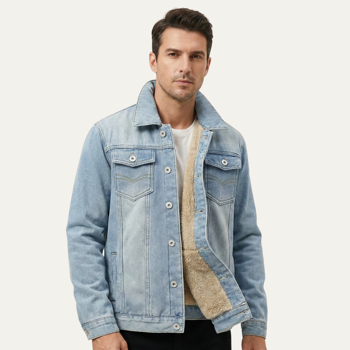 The Bellehurst Men’s Winter Fleece Lined Denim Jacket