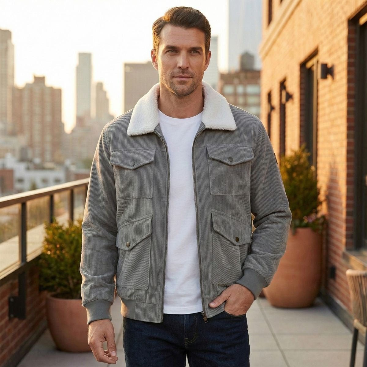 The Tallinn Fleece Lined Vintage Corduroy Jacket for Men