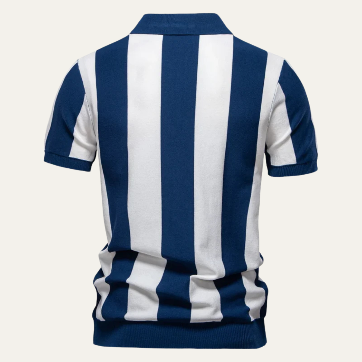 The Glenwood Men’s Breathable Cotton Striped Zip Polo Shirt