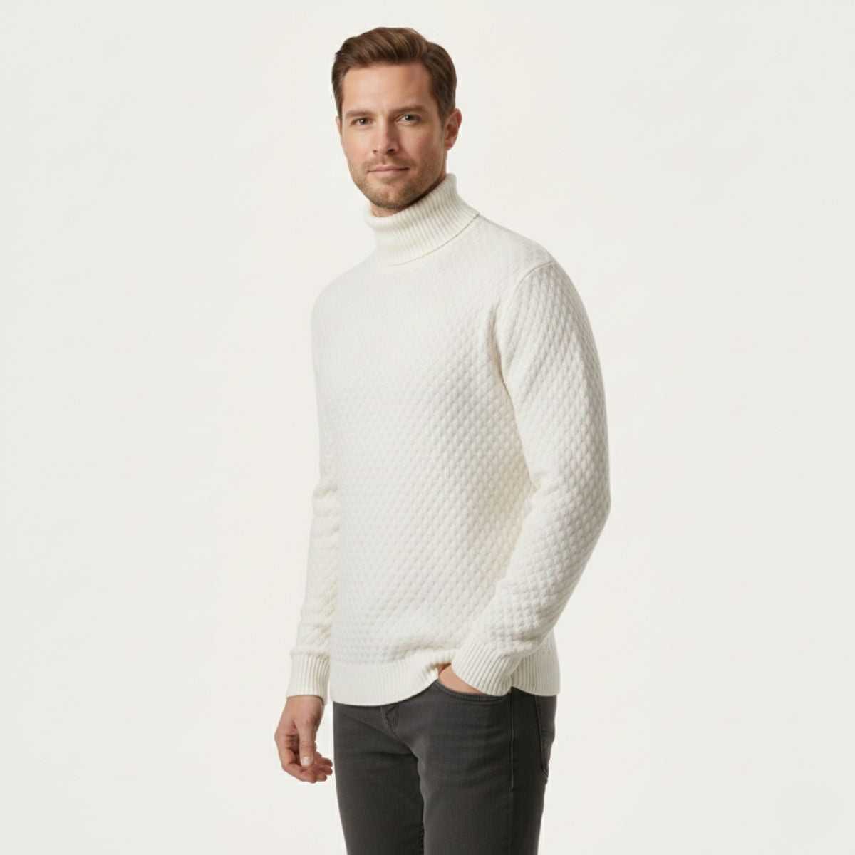 The Lavagna Men’s Thick Wool Knit Turtleneck Sweater