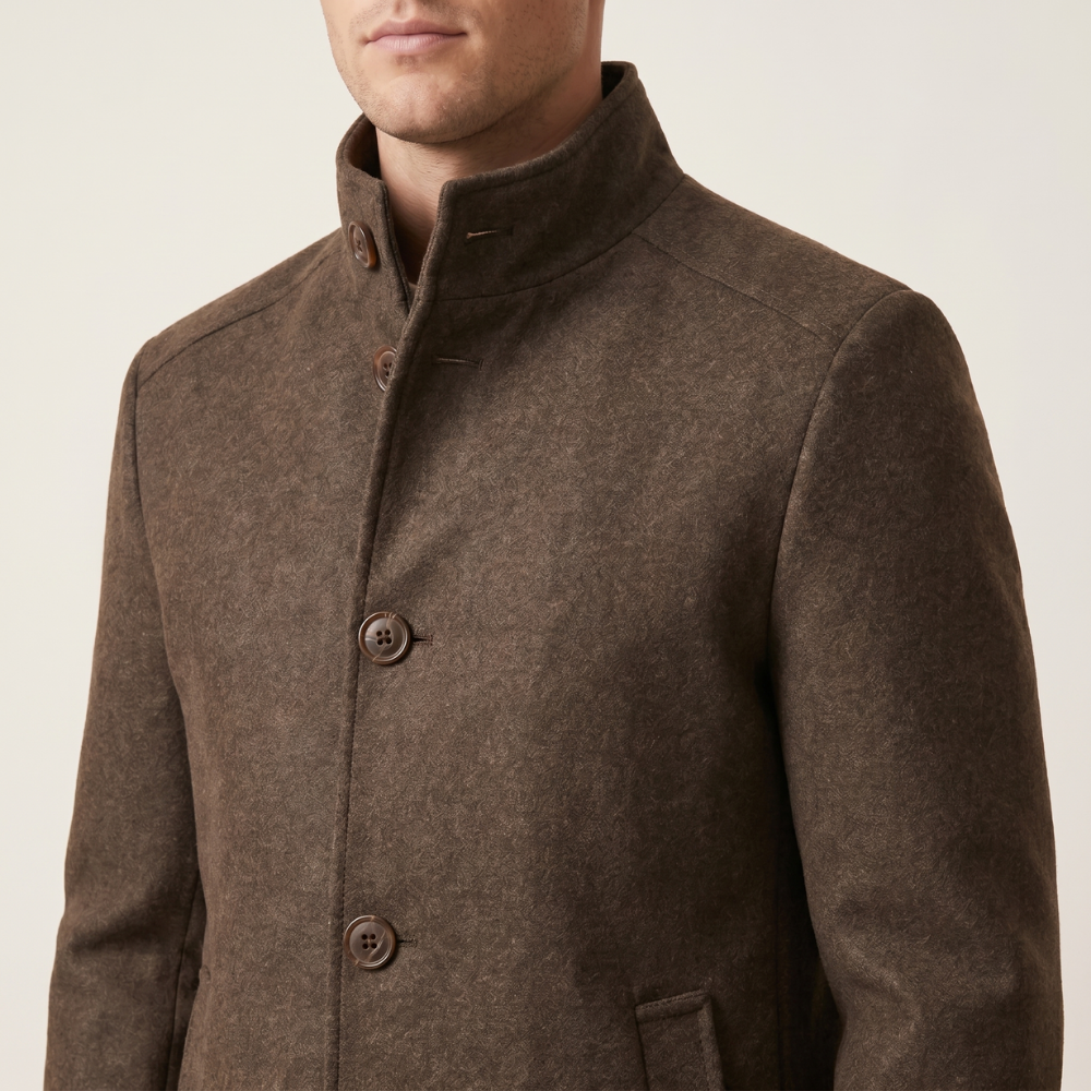 Men's Wool Overcoat Button Up