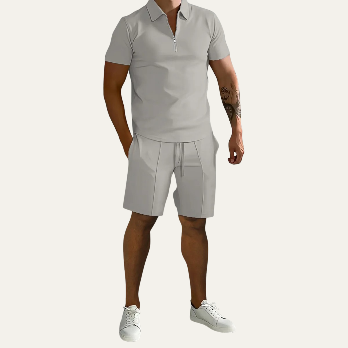The Kingsport Men’s Summer Polo Shirt & Shorts Set – Gray