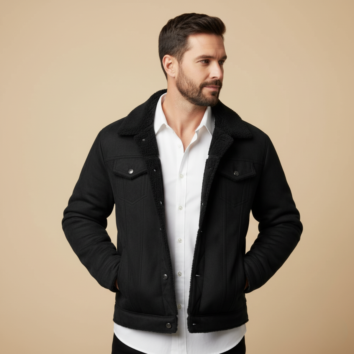 Men's Sherpa Lined Suede Jacket