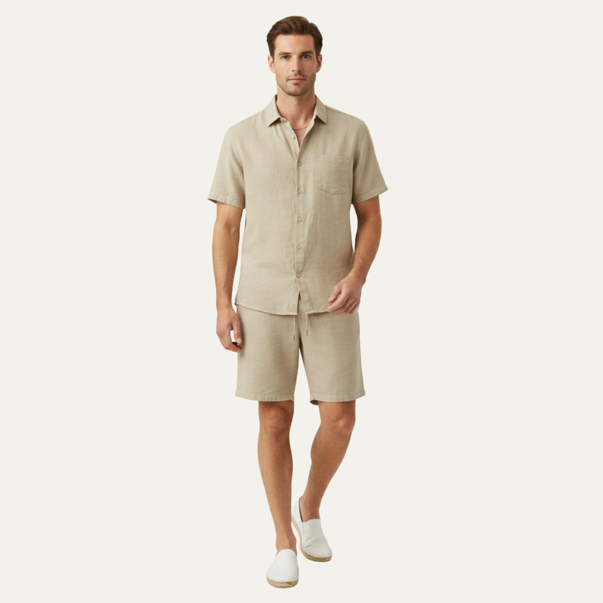 The Glenhill Men’s Lightweight Summer Linen Set –Shirt & Shorts