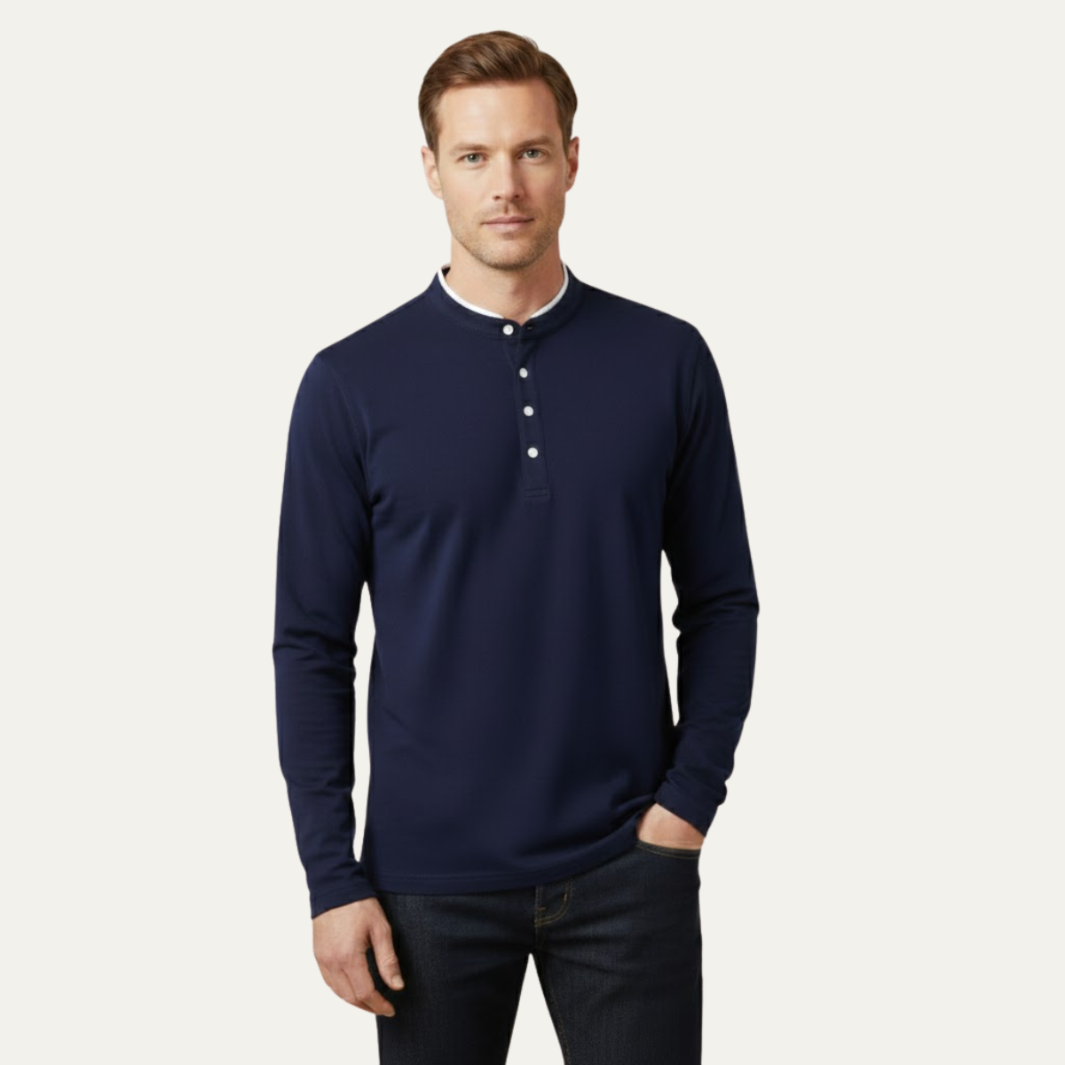 The Meadowfield Men’s Slim Fit Stand Collar Long Sleeve T Shirt