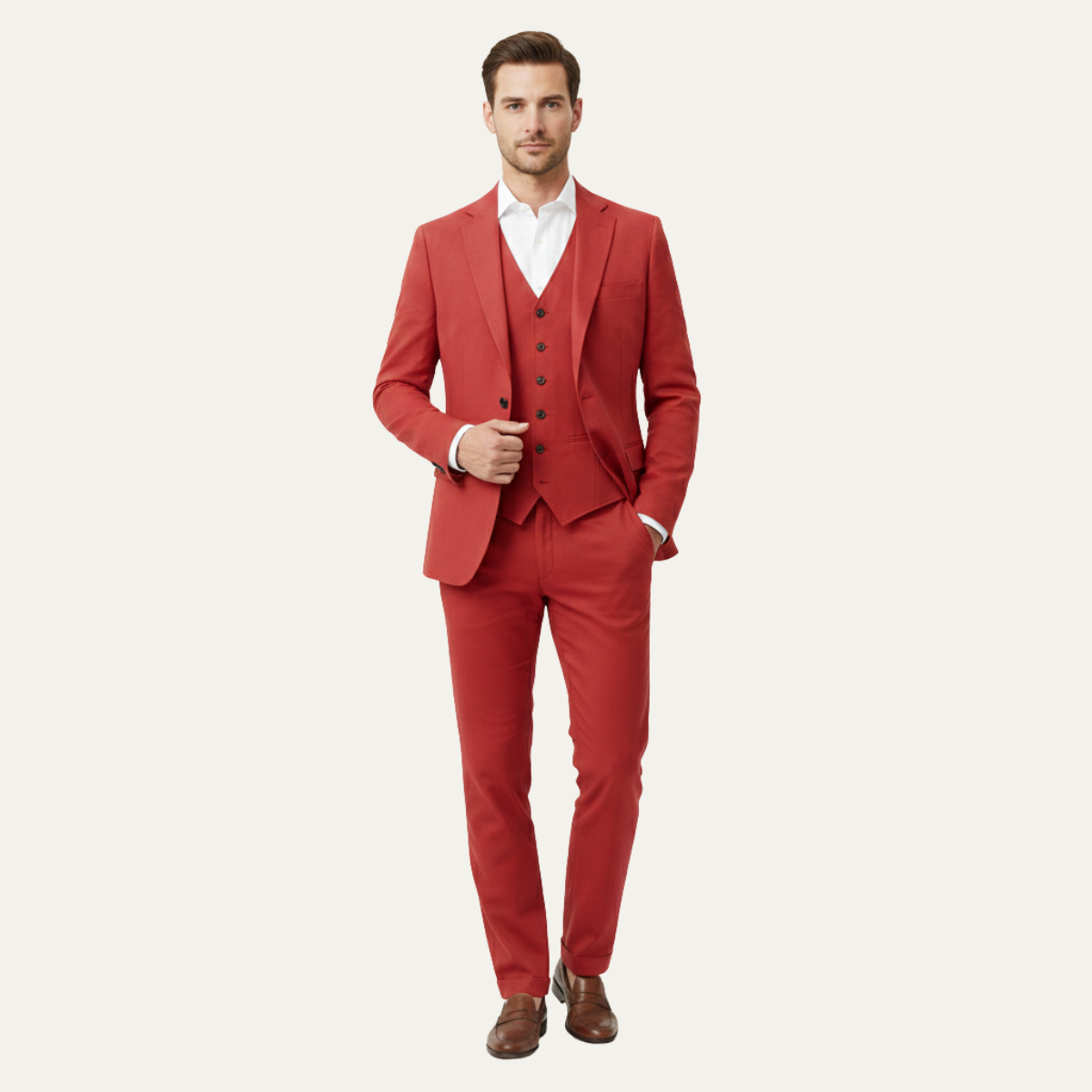 The Davos Men’s Luxury Linen 3 Piece Suit – Jacket, Vest & Pants