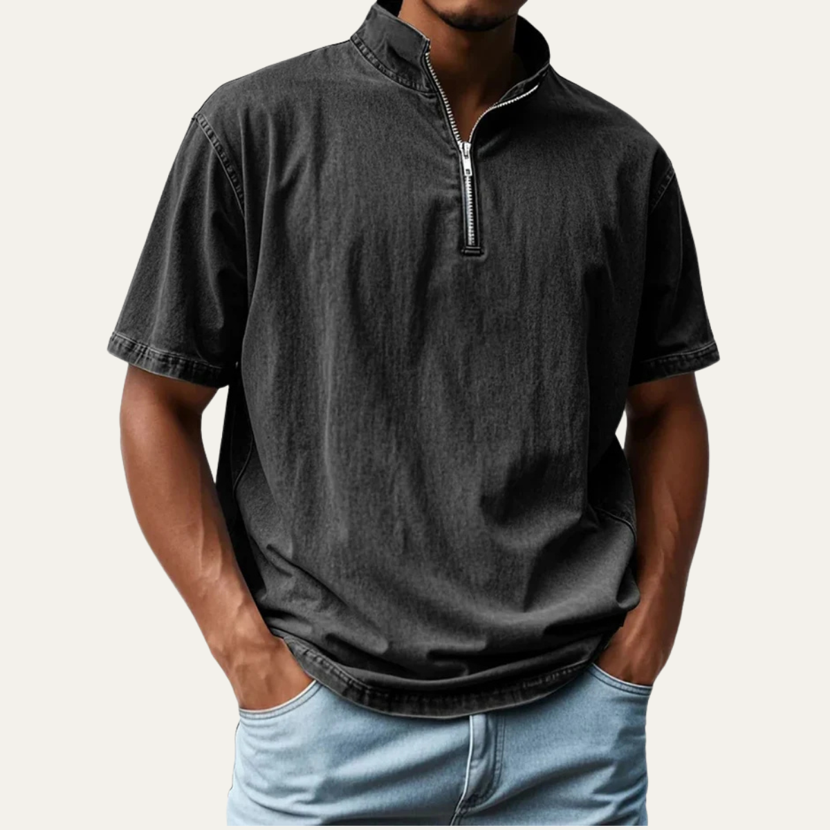 The Melrose Men’s Casual Zip Up Collar Shirt