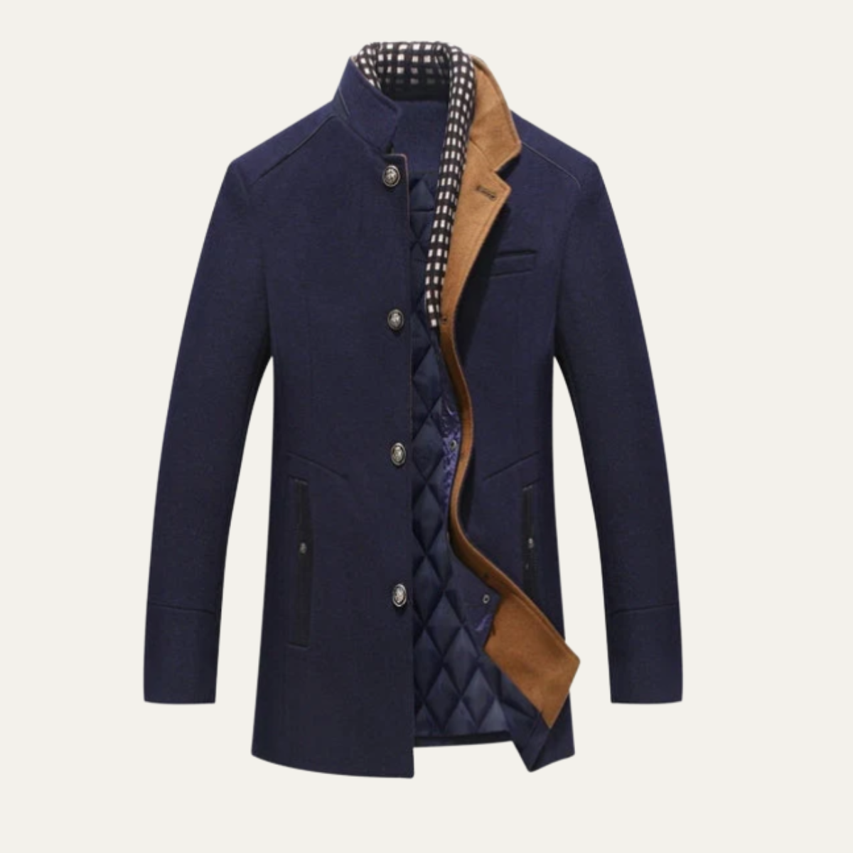 The Brookstone Men’s Elegant Classic Wool Coat with Quilted Lining