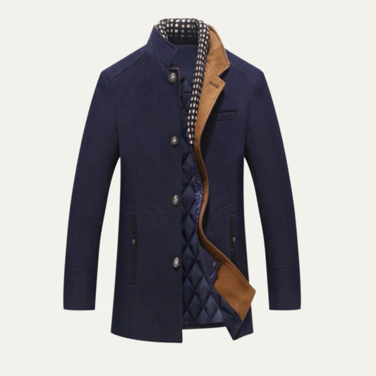 The Brookstone Men’s Elegant Classic Wool Coat with Quilted Lining