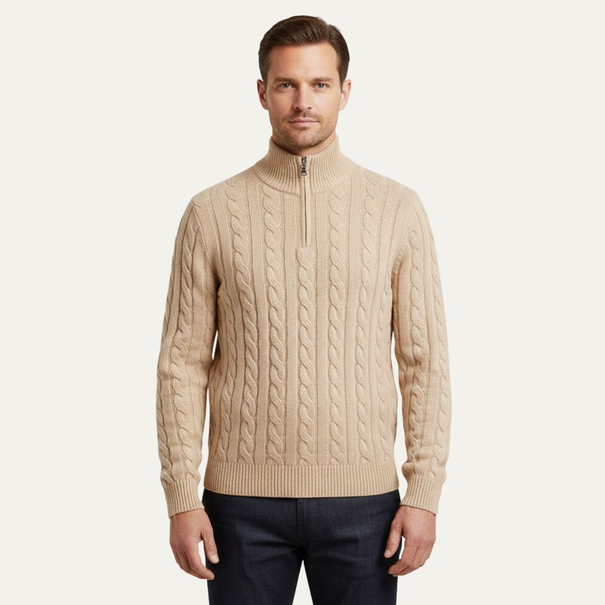 The Genève Old Money Half Zip Sweater for Men - 100% Merino Wool
