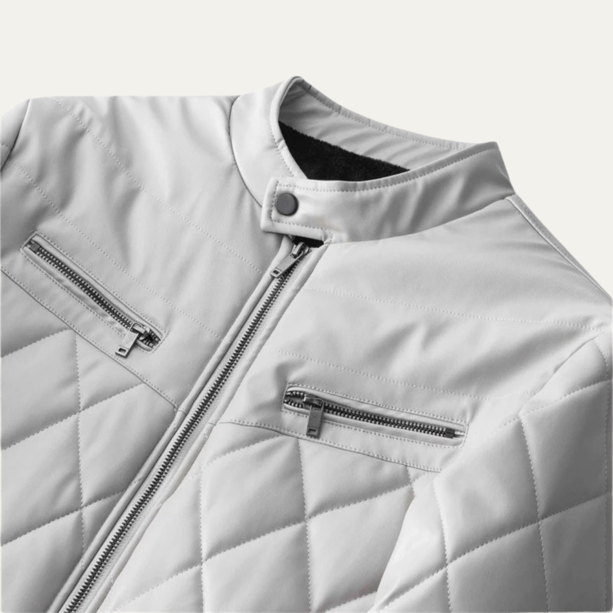 The Moscova Men's Winter Thickened Quilted Biker Leather Jacket